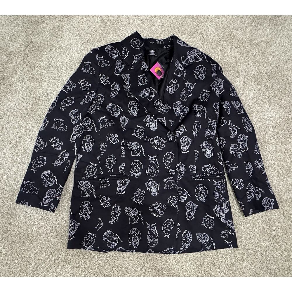 Dressed in LALA Black Zodiac Astrology Graphic Blazer Jacket Celestial Sz Medium - Picture 3 of 9